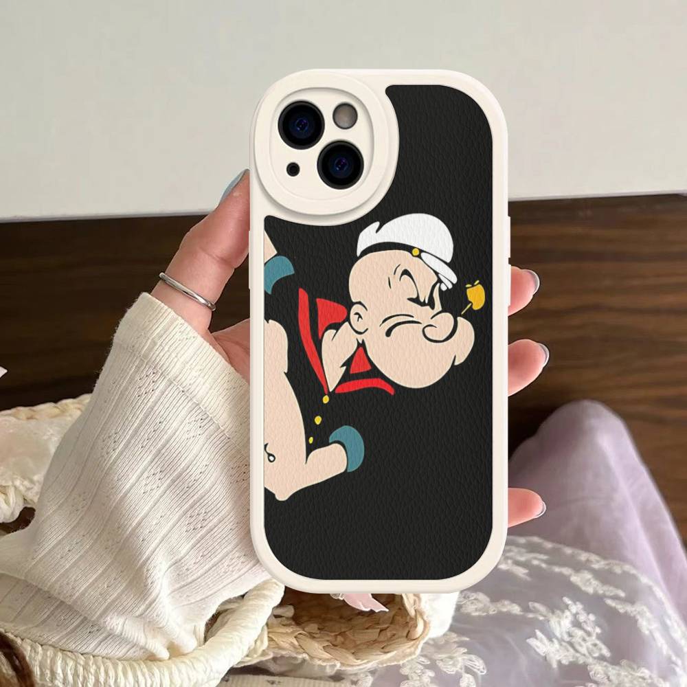 Мультяшная анимация P-PopeyeS Ретро Чехол для телефона Для IPhone 16 15 14 11 12 13 Pro Max Plus Задняя кожаная оболочка