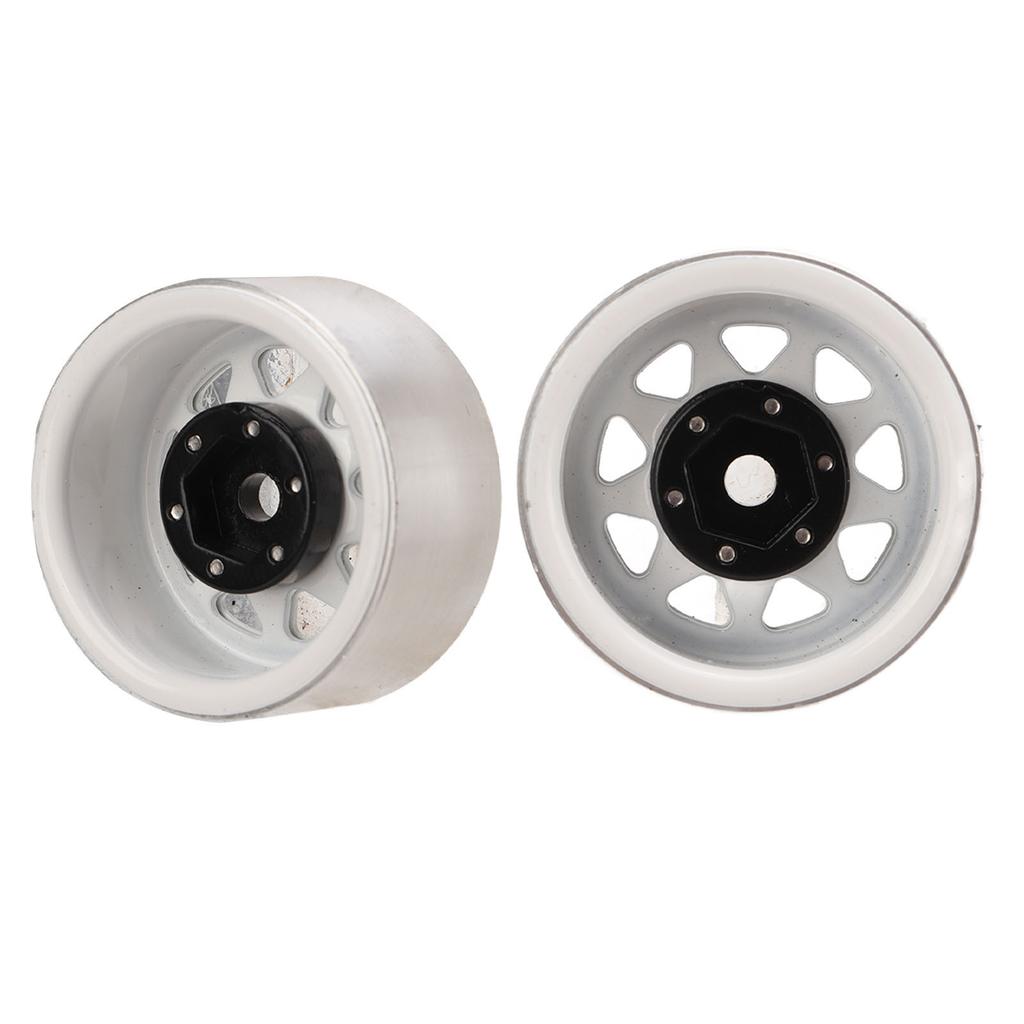 4 Pcs 1in RC Wheel Hub Lightweight Universal RC Car Replacement Metal Wheel Rims for Upgrade White