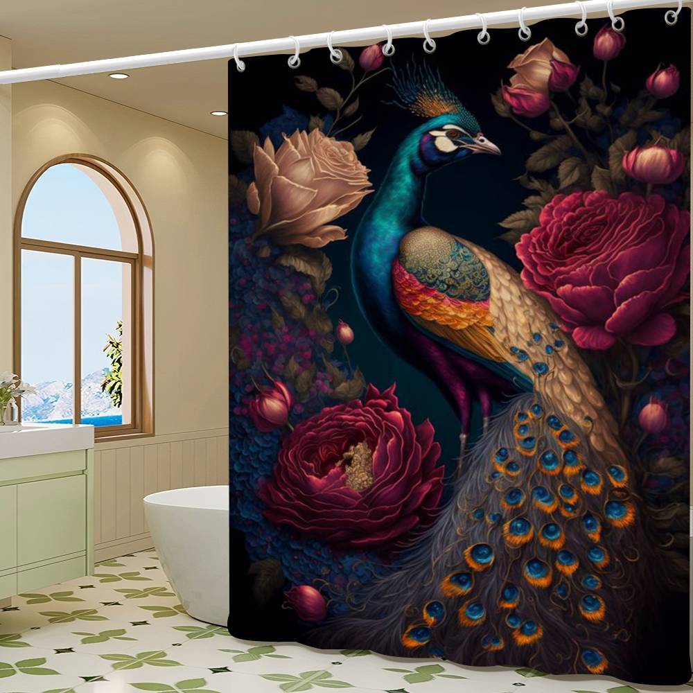 Винтажные Птицы в Джунглях Цветы Холст Картина Простая Перегородка для Душа в Ванной Комнате Сухая Можно Стирать Легкая Непрозрачная Ванна