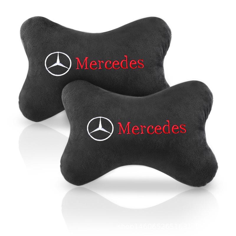 CRX1 Embroidery Car Seat Head Neck Rest Cushion Headrest Pillow Seat Belt Pad For Benz AMG W205 C300 W203 W206 W108 W124 W126 Sticker