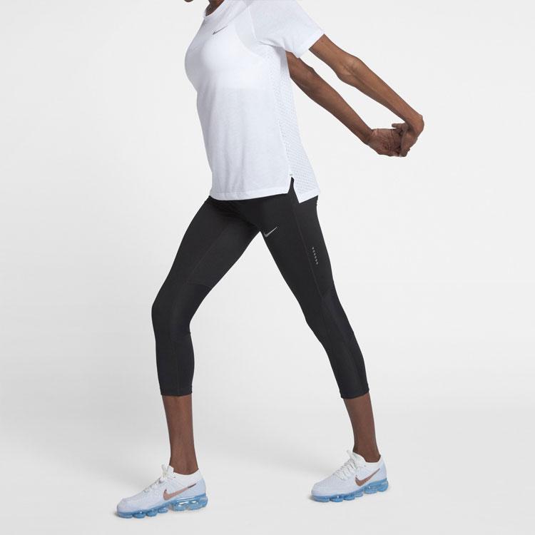 Nike Женская футболка для бега с короткими рукавами Dri-Fit Tailwind, белые топы, белые 890192-100