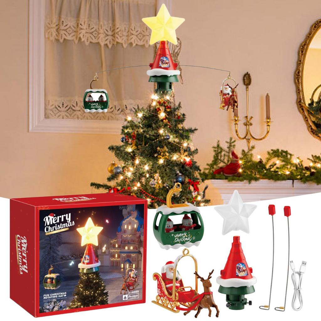 Рождественская Звезда-Верхушка для Елки Xmas с Вращающимся Декором, Переключаемая Музыка, 2 метра, Рождественские Украшения