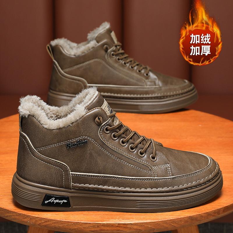 Мужская обувь зимняя бархатная высокая обувь Мартин мужская трендовая универсальная обувь шеф-повара мужская утепленная теплая хлопковая обувь рабочая обувь