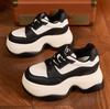 8cm Chunky Sneakers Heel Platform Sneakers for Women Casual Shoes Genuine Leather Autumn Fall Comfortable Fashion Sneakers