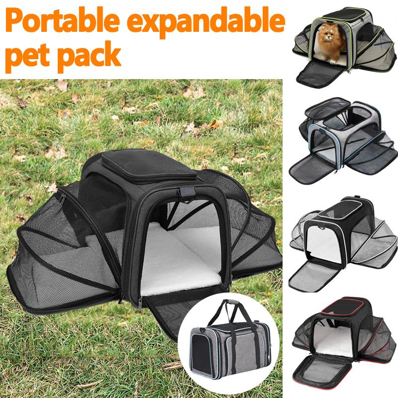 Большая сумка-переноска для домашних животных, портативная расширяемая дорожная клетка для собак, кошек, щенков, сумки для переноски