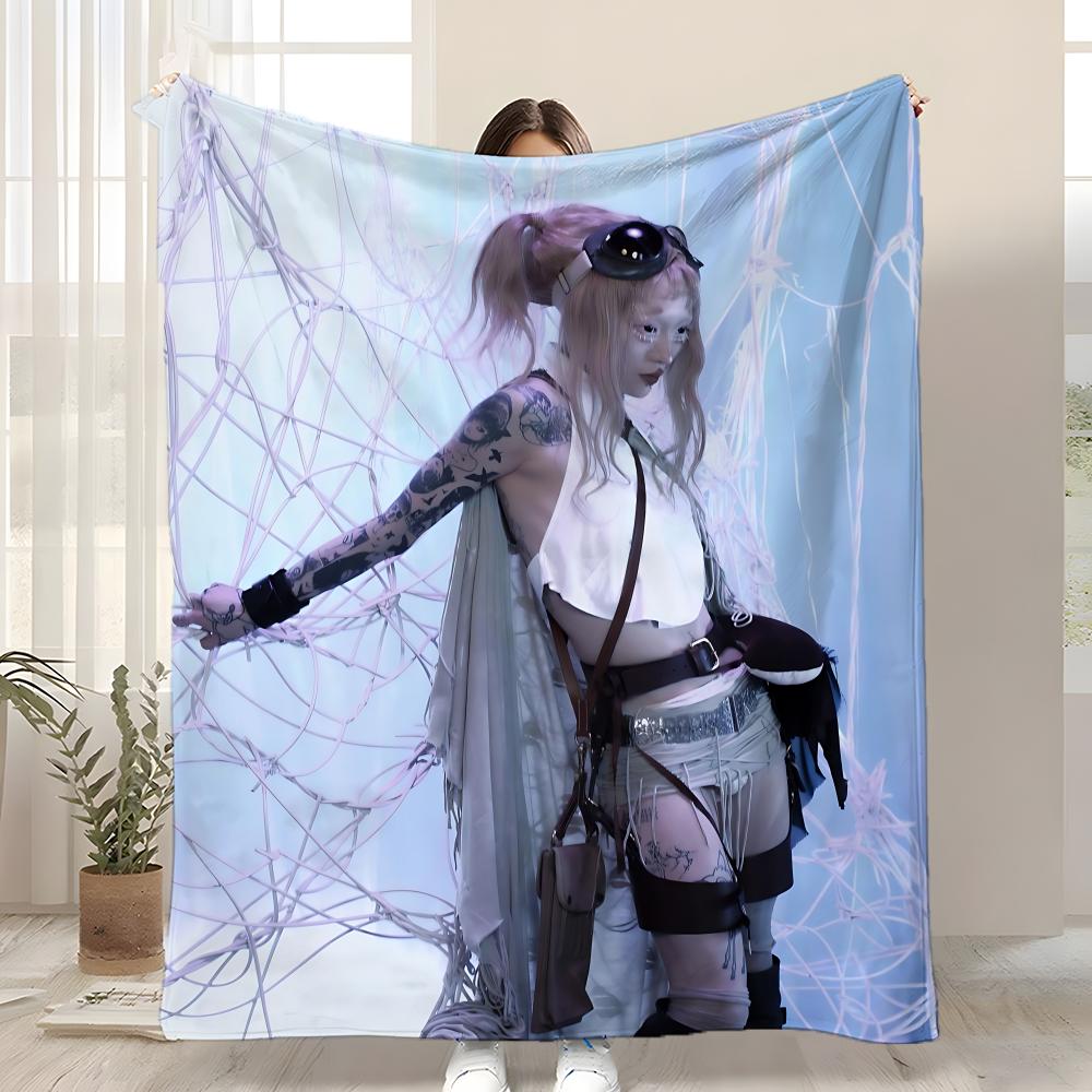 Y-Yeule Album Evangelic Girl Is a Gun Throw Kid-Friendly Flannel Throw Blanket Soft Warm Anti-Static Washable All Season
