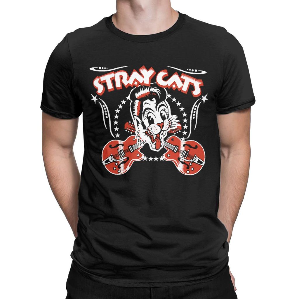 Stray Cats Band Мужская футболка Модная футболка с коротким рукавом и круглым вырезом 100% хлопок Идея для подарка Одежда