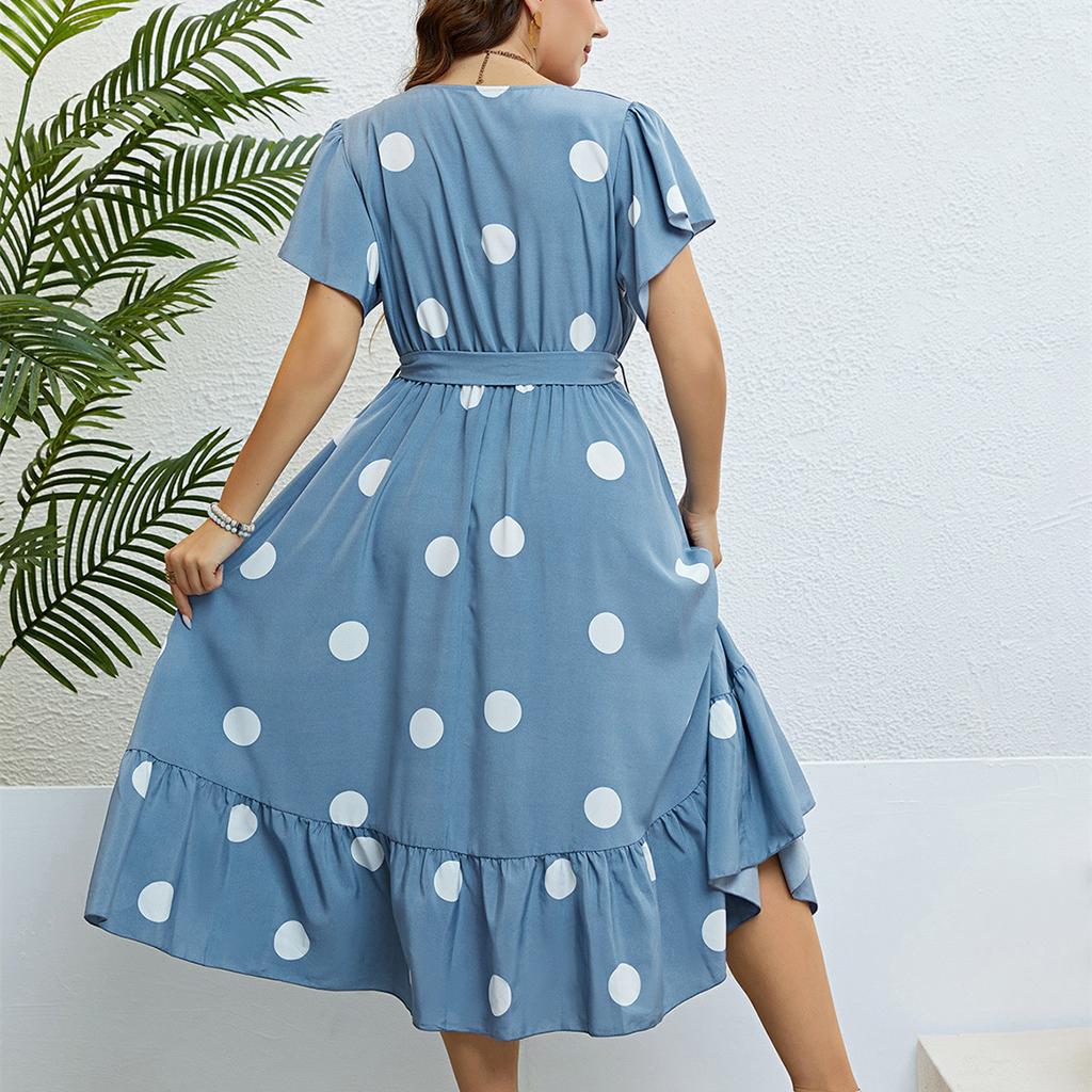 HNXC Женская мода лето весна с коротким рукавом V-образным вырезом с высокой талией повседневные платья