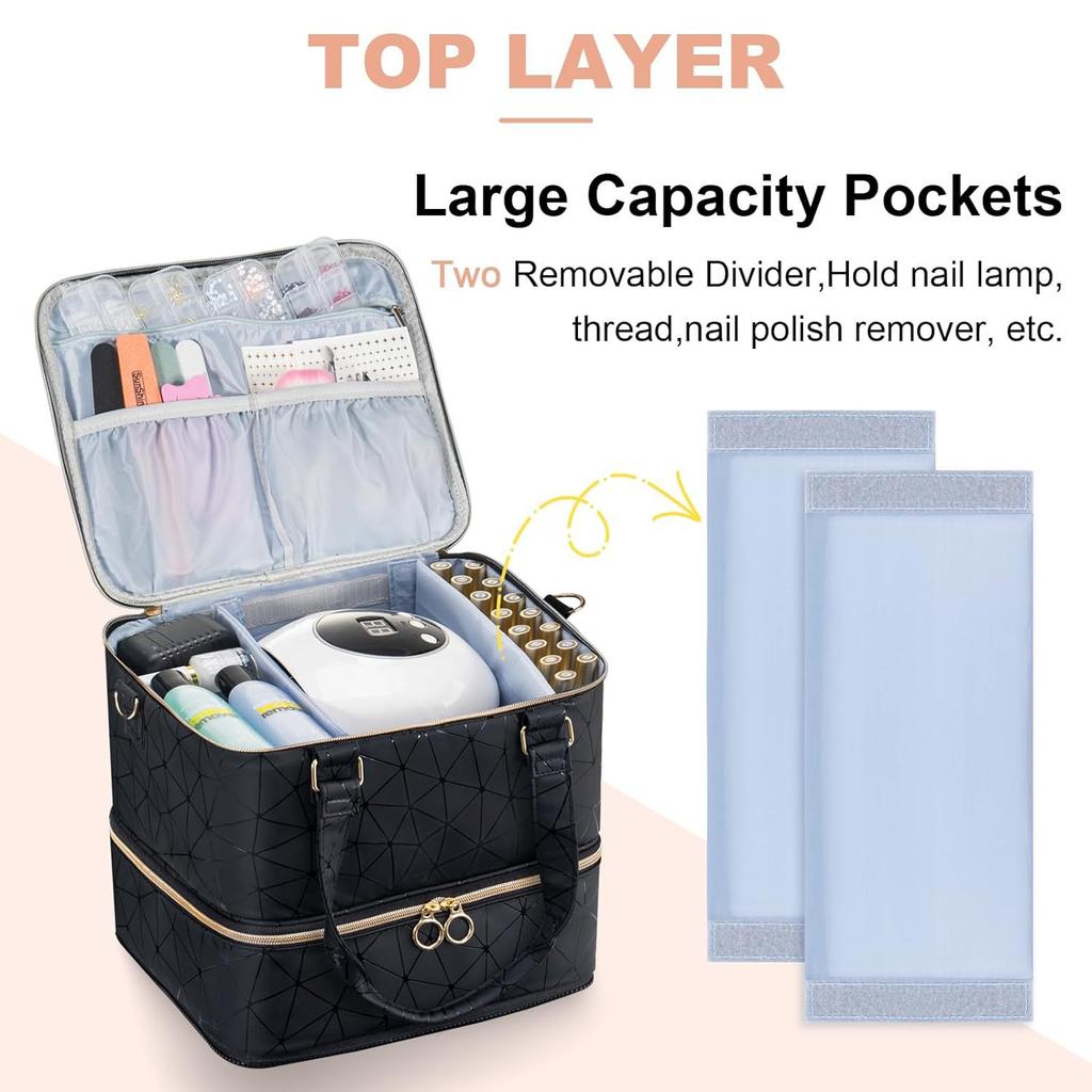 Премиальное чувство съемного большого объема 3 слоя лака для ногтей сумка для хранения может хранить 84 бутылки лака для ногтей световой короб