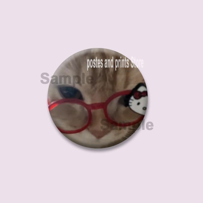 Funny Pet Cat Series Brooches Cute Animal Lapel Pins Cartoon Round Badge on Backpack Accessories Jewelry Gifts for Friends Kids