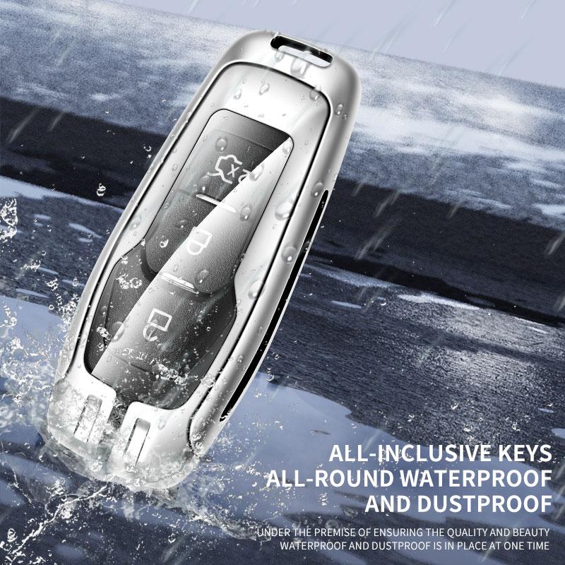 Leather Car Metal Key Case Cover For Ford Focus 3 4 St Mondeo 5 Mk5 Mustang F-150 Explorer Edge Fiesta Kuga Mk3 4 Key Chain