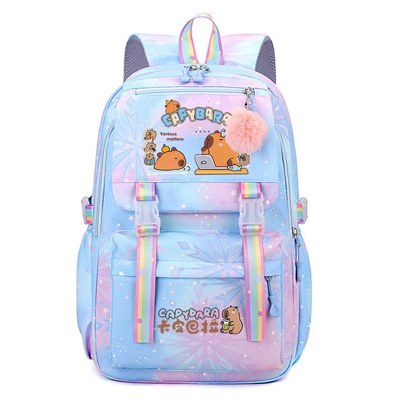 Популярный 2025 Капибара Capybara многоцветный красивый, грязеотталкивающий и прочный, милый школьный рюкзак для детей младшего школьного возраста