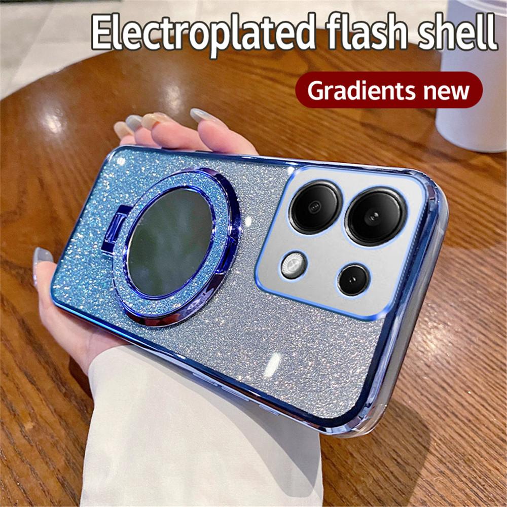Градиентный блестящий зеркальный чехол-подставка для телефона Redmi Note 14 Pro для Xiaomi 14T POCO X7 Redmi Note 14 Pro+ 14C с гальваническим покрытием, мягкий чехол