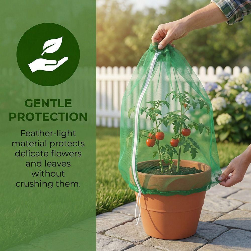 Breathable Mesh Plant Covers Drawstring Transparent Insect Net Barrier Reusable Multipurpose Tomato Cage Protective Net