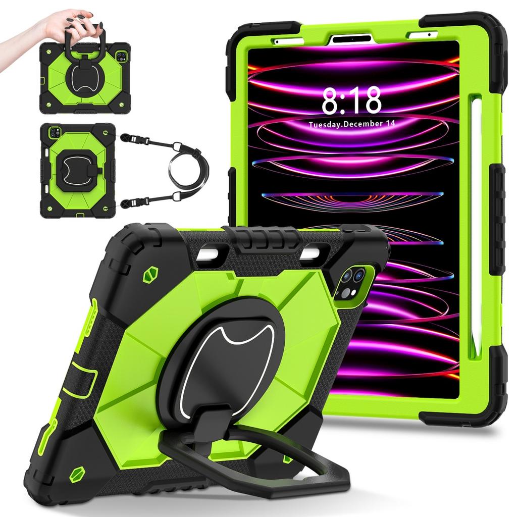 For Apple iPad Pro 11 (2021) 360° Rotating Grip Heavy Duty Protection Stand TPU+PC 3in1 Anti-knock Shockproof Tablets PC Case
