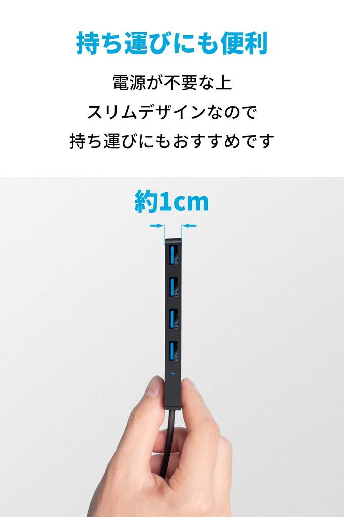 Ультратонкий USB-хаб Anker с кабелем 60 см, 4 порта USB 3.0