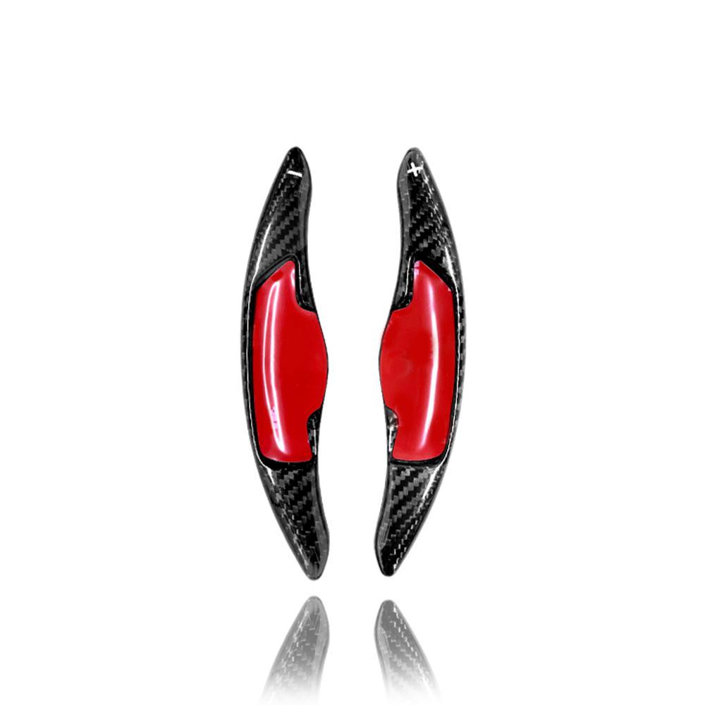2PCS Aluminum Alloy Real Carbon Fiber Steering Wheel Shifter Paddle Cover Trim For Genesis G70 -2026 Car Supplies