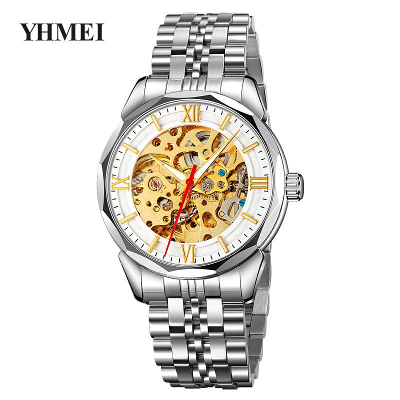 Мужские часы, механические, скелетонированные, из нержавеющей стали, водонепроницаемые, автоматические, с автоподзаводом, наручные часы в стиле стимпанк с ажурным циферблатом