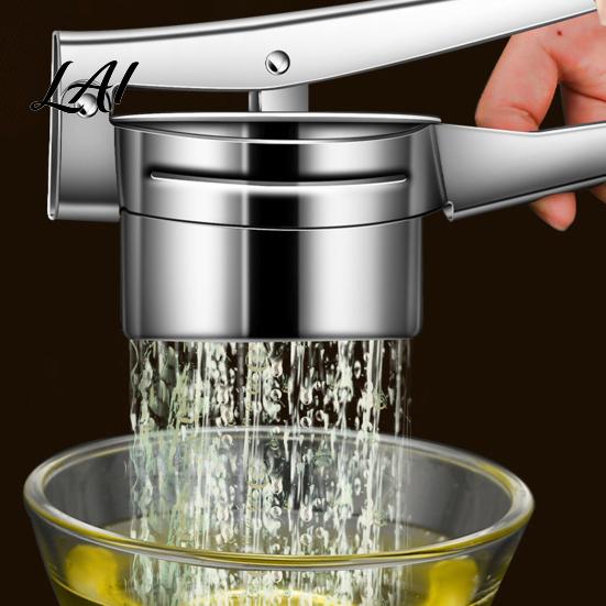 Kitchen Gadget for Mashed Potatoes Stainless Steel Potato Ricer with T-shaped Handle Handheld Manual Garlic Food Press Press Multifunctional