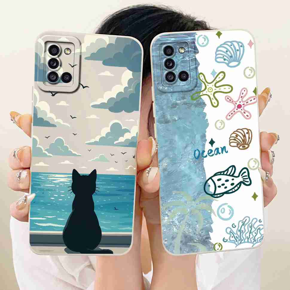 Case For Samsung Galaxy A31 Fashion Flower Cover Liquid Silicone Pattern Cover For Samsung A 31 A31 SM-A315F Casing