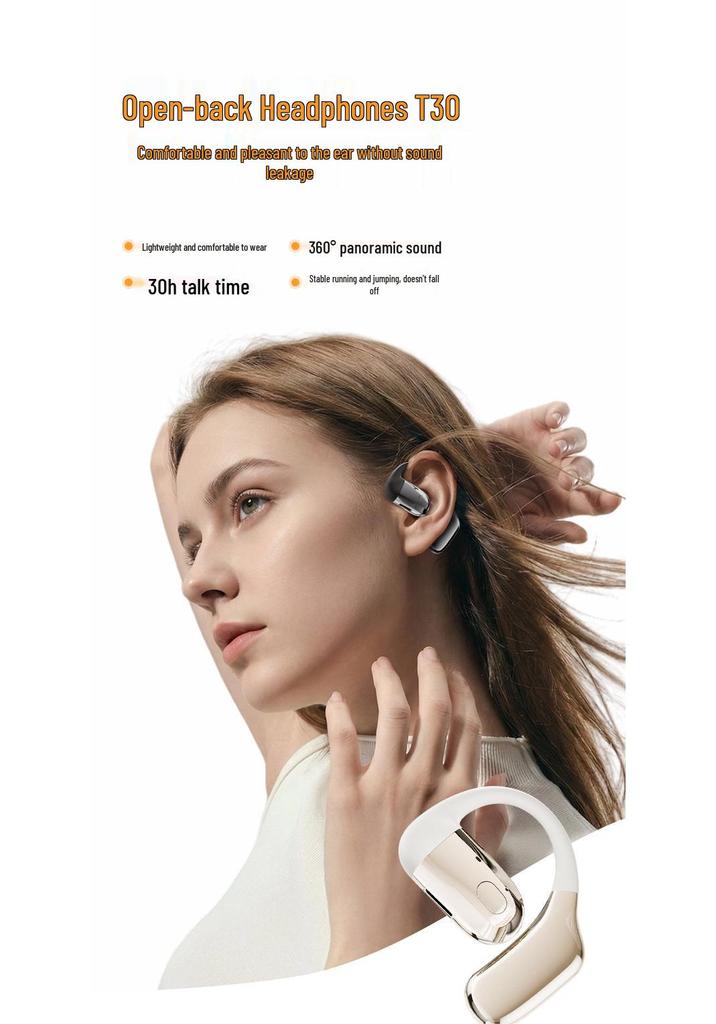 T30 Беспроводные Bluetooth Спортивные Наушники с Заушиной, Шумоподавлением, Длительным Сроком Работы от Батареи, Одноухий Дизайн