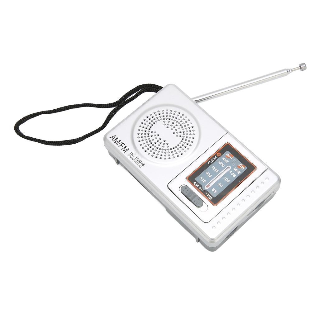 AM FM радио серебристо-серого цвета, карманный размер, AM FM, компактный, простой дизайн, питание от батареек типа АА, карманное радио для