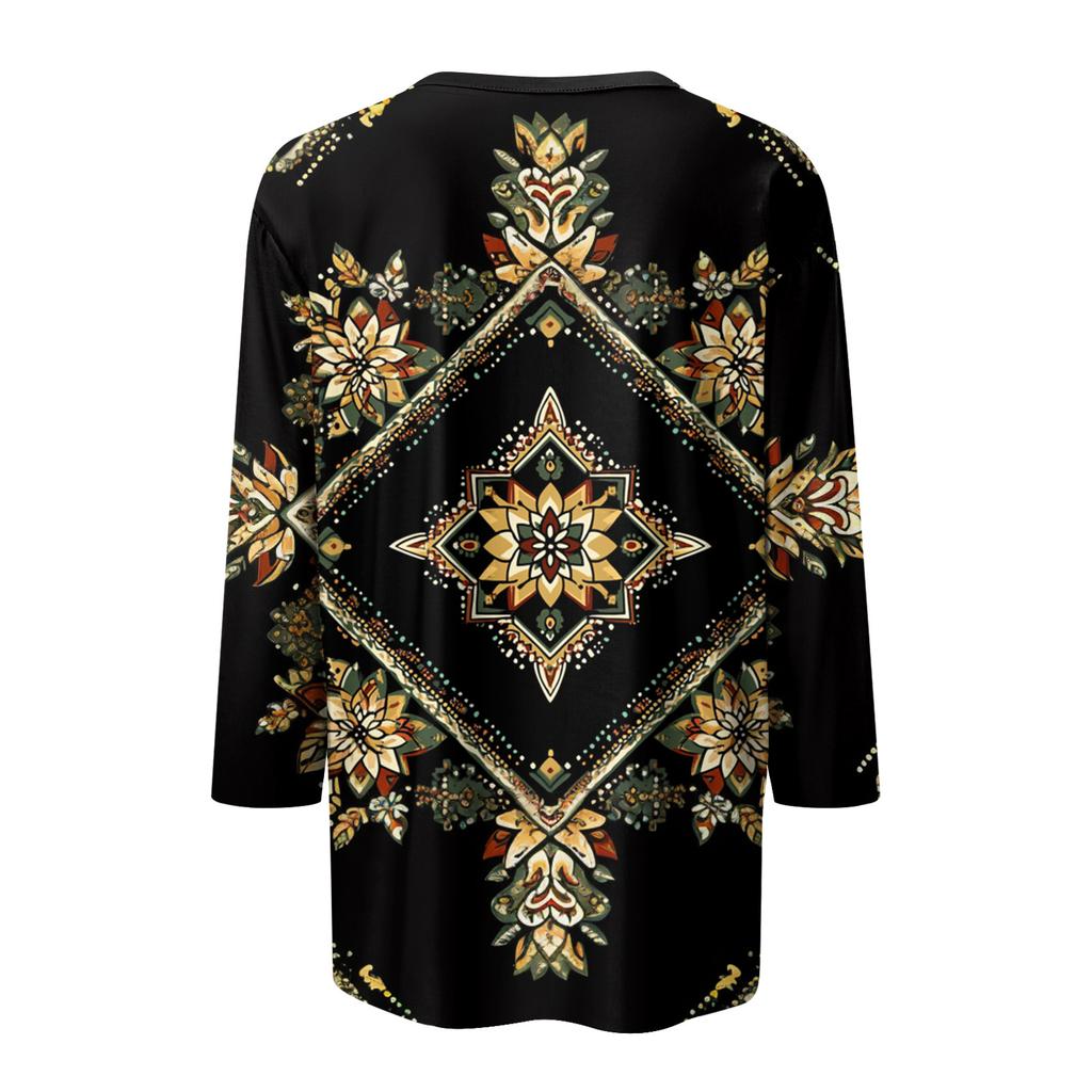 Женский модный повседневный пуловер с рукавом семь четвертей, модный принтованный топ