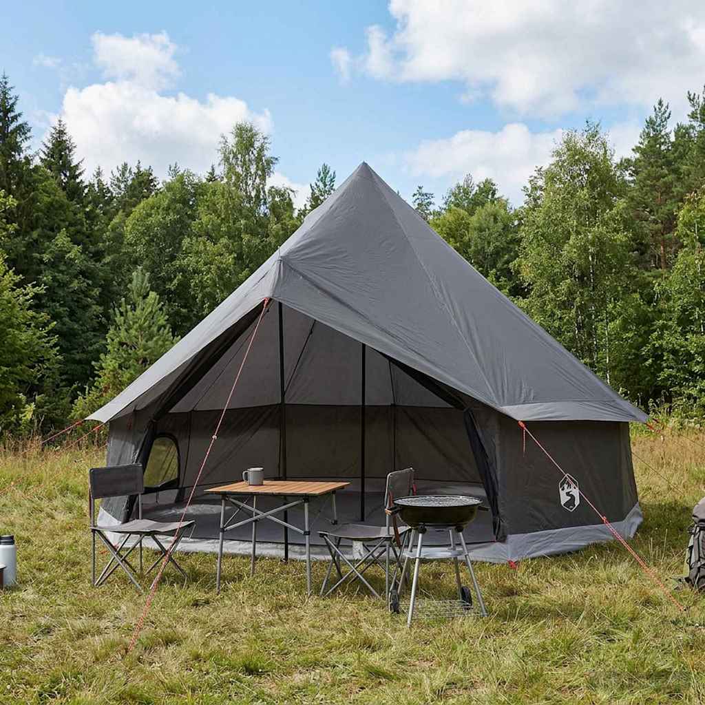 Tipi Tent Brown Gray 300 x 300 x 200 cm Polyester and Steel