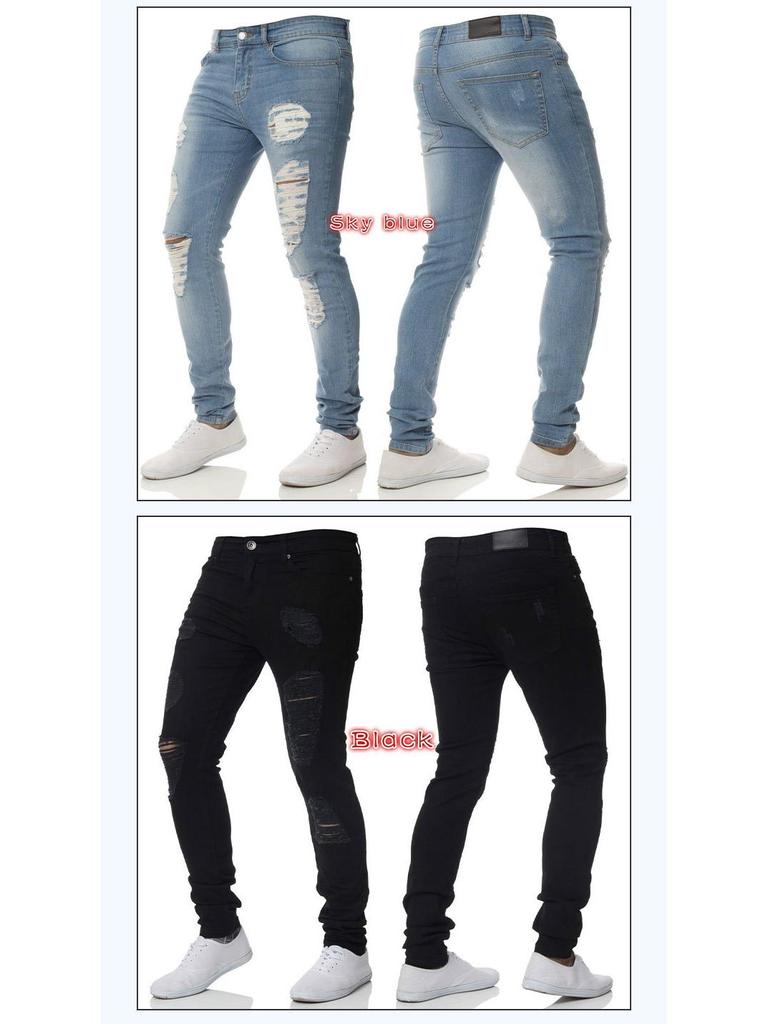 Европейские и американские модные хип-хоп рваные джинсы скинни с нашивками для мужчин