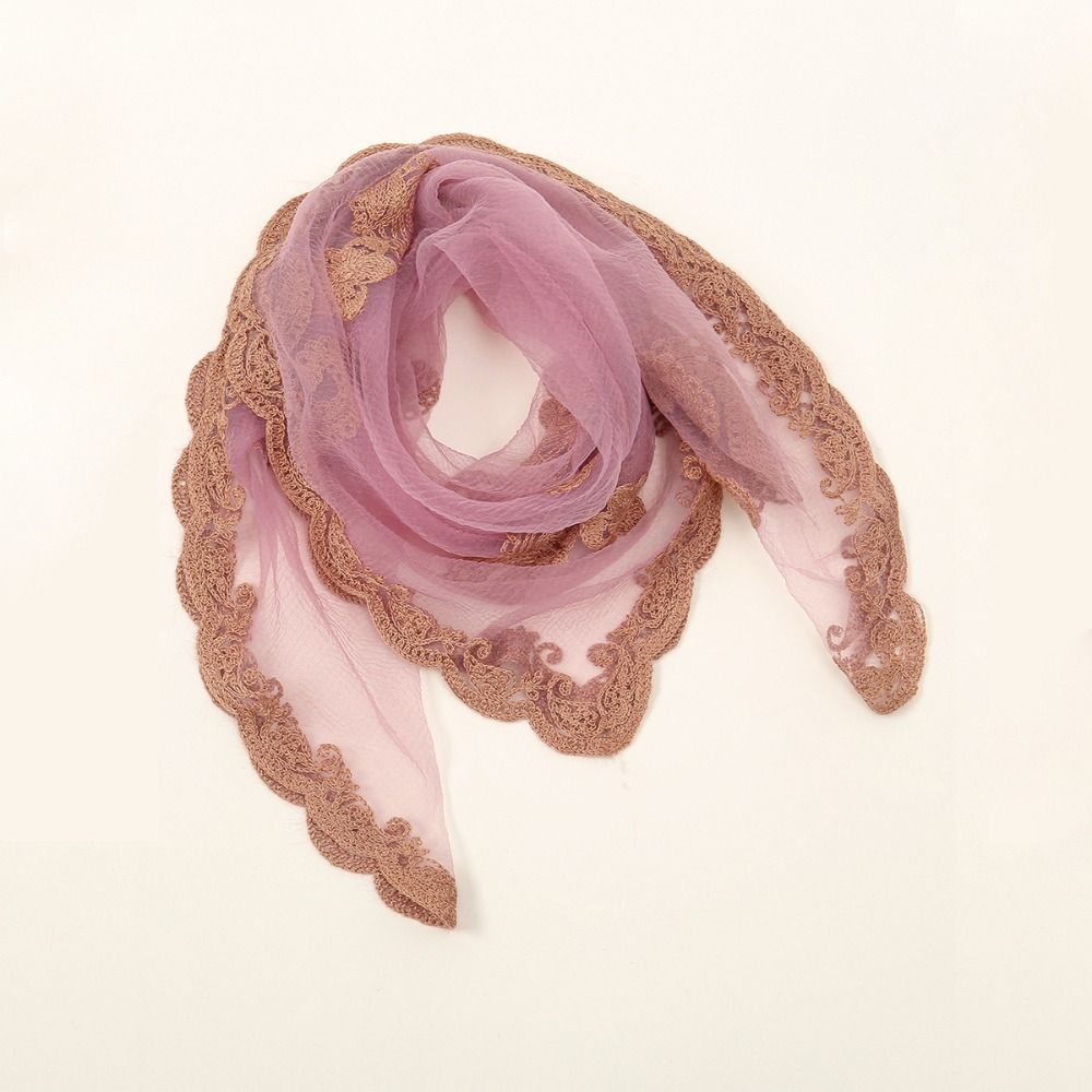 Hollow Out Foulard Bandana Embroidery Lace Handkerchiefs Elegant Hair Scarf Headband  Women