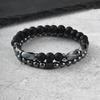 Vnox 2pcs/set Matte Black Onyx Hematite Beaded Bracelet Set Natural Stone Stretch Bracelets Fashion Jewelry Gifts for Men Women