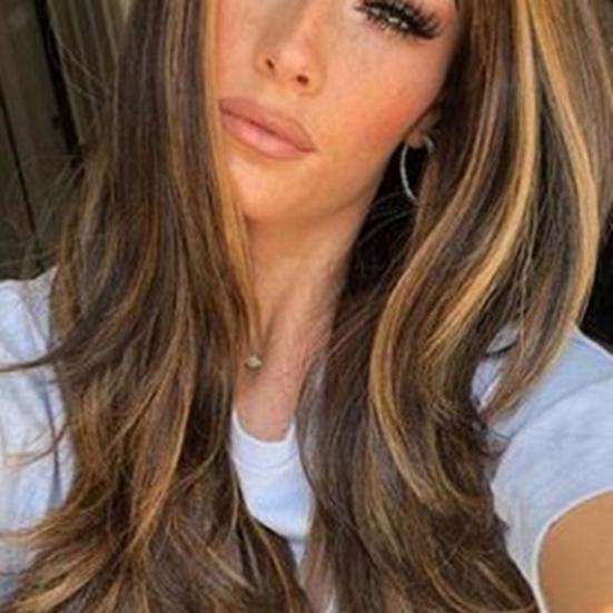 High Temperature Fiber Brown Long Curly Party Hairpiece Wig Women with Hairnet