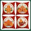 Christmas Cookie House Gingerbread Man Fairy Tale Style Red Warm Home Decoration Sofa Pillow Cover