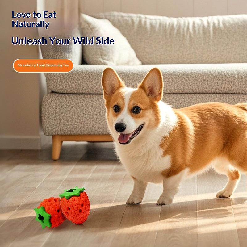 Eco-Friendly Cartoon Cute Strawberry Dragon Fruit Design Dog Rubber Chew Toy