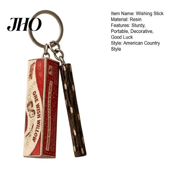 Unique Novelty Gift One Wish Willow Keychain, Wishing Stick Magical Fantasy Fan Luck Charm for Adults, Fun Party Horror Movie Fans Bag