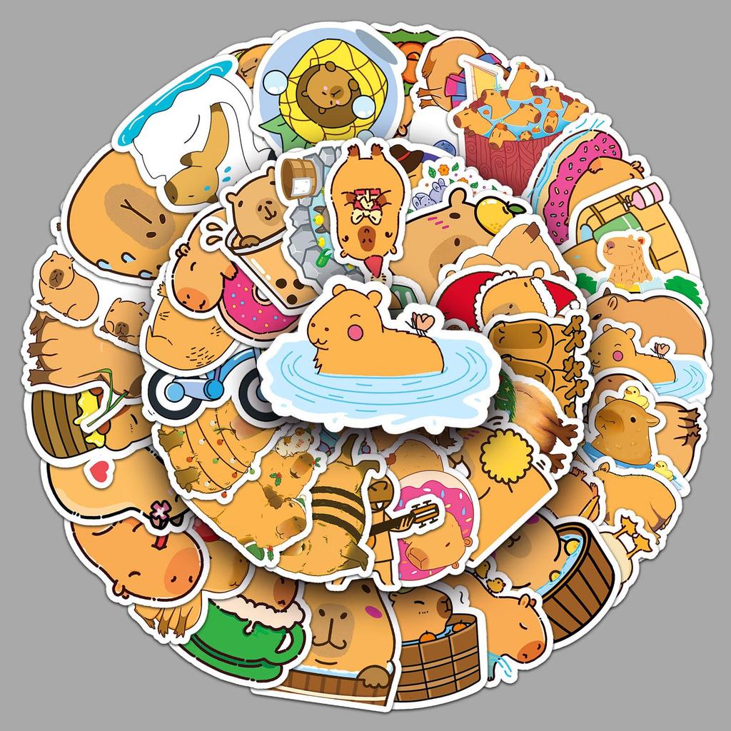 50 Cute Capybara Cartoon Stickers - DIY Waterproof Decor for Skateboards, Phone Cases, and Luggage