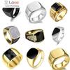Metal Glossy Rings for Men Geometric Width Signet Square Finger Punk Style Fashion Ring Jewelry Accessories Whole Sale