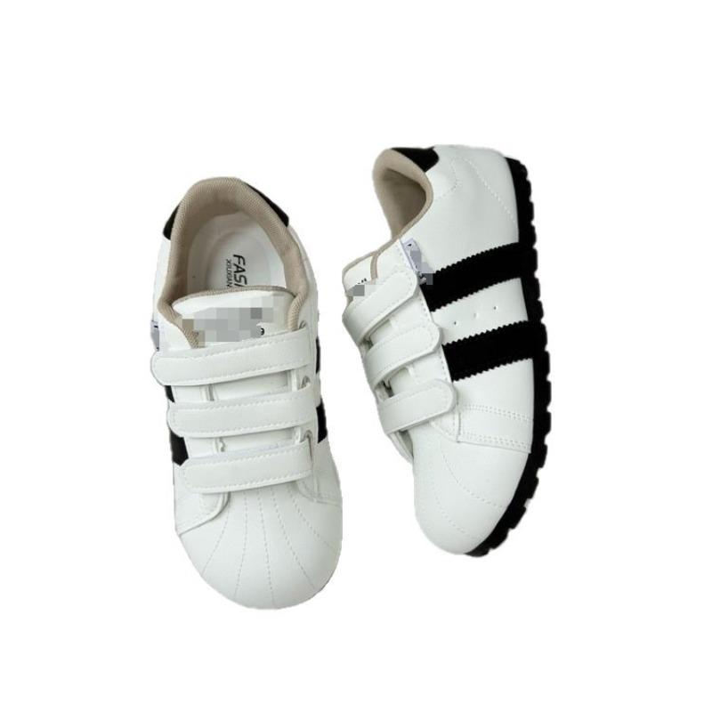 Autumn Leather Women's New Velcro Little White Shoes Small Thick-soled Big Head Sports and Leisure Shoes