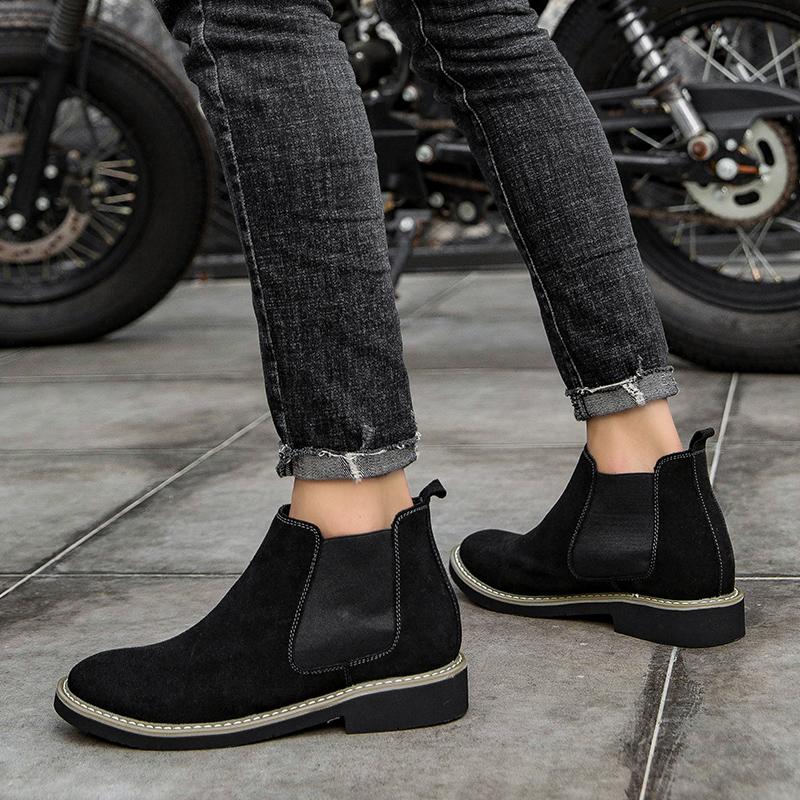 Fashion Men Boots Comfortable Elevator Shoes Height Boots Heightening Man Increase Insole 6CM Slip-On Suede Ankle Boots Chelsea Boots