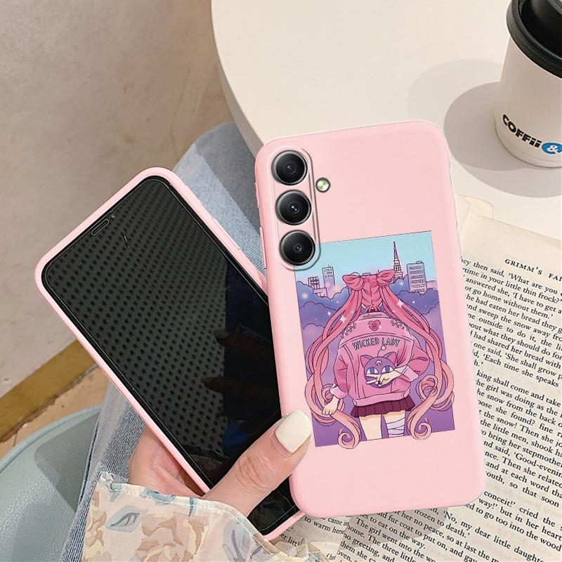 Мягкий силиконовый розовый чехол с рисунком для девочек для Samsung A55 M35 M34 S24 Xiaomi Redmi Note 13 Pro 13C Poco C65 iPhone 15, защитный противоударный чехол для камеры