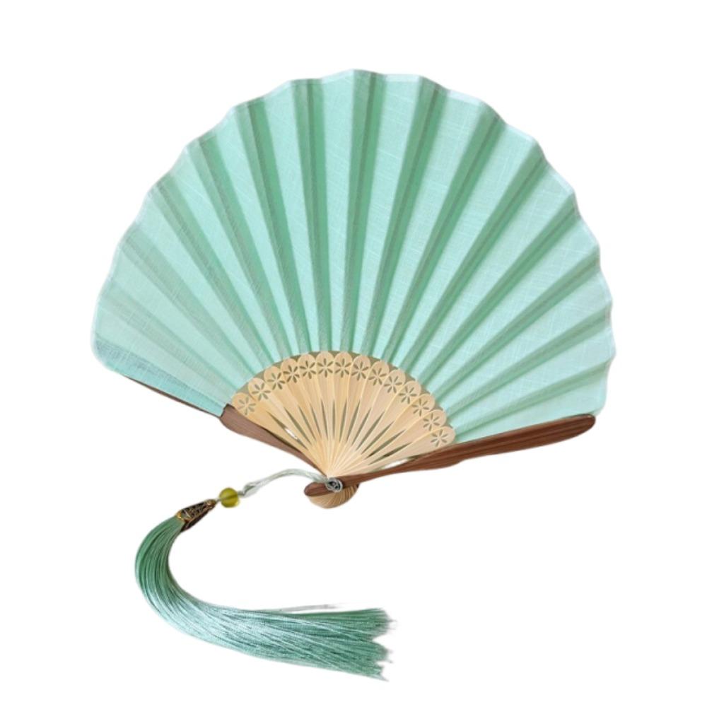 Light Green Mini Shell Fan Bamboo Frame Retro Handheld Fan Folding Hand Fan Home Decoration