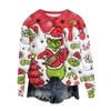 Women's Fashion Round Neck Pullover Top Long Sleeve Tee Christmas Printed Sweatshirt