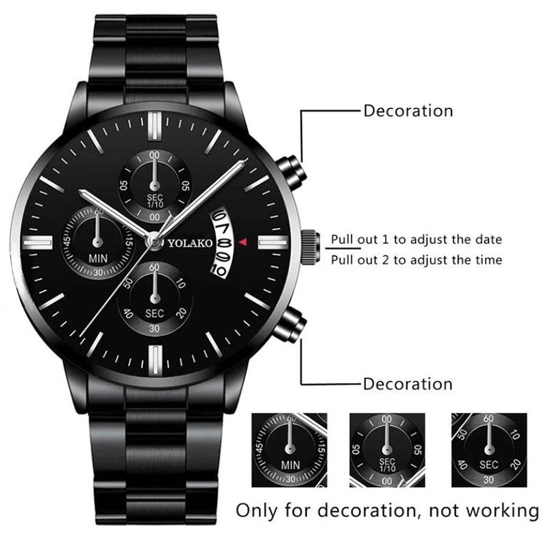 Watch Business Watch Quartz Leather Date Calendar Watch Clock Stainless Steel Luxury Men's Fashion Three Eyes Six Pin Calendar Men's Watch AVE