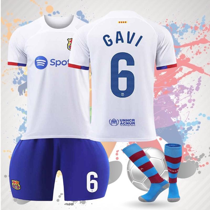 2324 Гостевая футболка Барселоны Месси 8 Педро 9 Левандовски 30 Детская футбольная футболка
