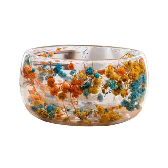 300 мл Стеклянная миска Двустенная миска из боросиликатного стекла с сухоцветами Художественная декоративная миска для подачи супа, десерта