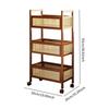 3 Tier Rolling Wood Cart Storage Organizer with Wheels for Home Office Space Saving 20x10.2x36.6inch Under Desk Cart