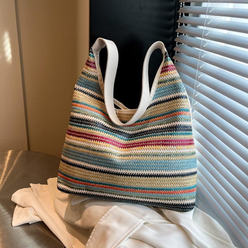 2025 new tote bag women's bag hand-woven large-capacity handbag simple trendy shoulder messenger bag