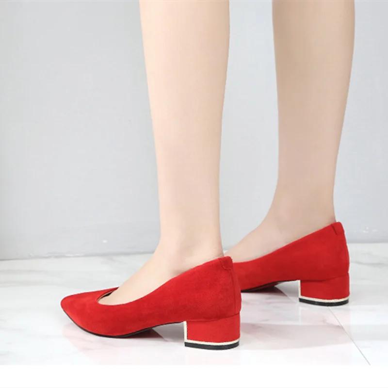 Женские туфли-лодочки на квадратном каблуке Серые туфли без шнуровки с острым носком на низком каблуке Детские замшевые элегантные удобные 34-43 26 см Роскошный дизайнер