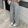 Women S Gray Loose Casual Sweatpants With Tie Waist Strips