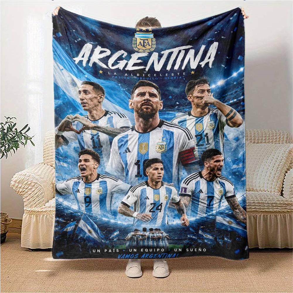 Argentina Football Team printed flannel breathable and warm blanket, a stylish home gift, suitable for home, office and bedspread use. 15a185
